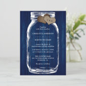Invitation Mariage Rustique Bleu Nuit Pot Maçon en Bois (Debout devant)