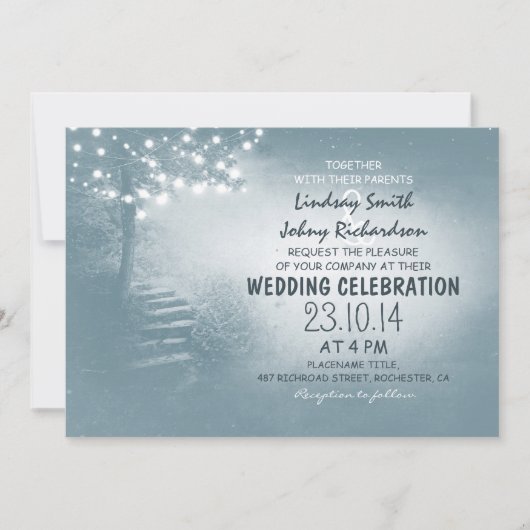 Invitation mariage rustique bleu poussiéreux (Devant)