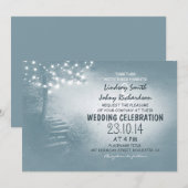 Invitation mariage rustique bleu poussiéreux (Devant / Derrière)