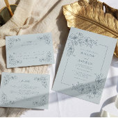 Invitation Mariage Rustique Bleu Poussiéreux