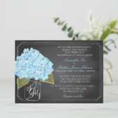 Invitation Mariage rustique Blue Hydrangea Chalkboard (Debout devant)