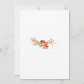 Invitation Mariage rustique bohème aux fleurs orange brûlé (Dos)