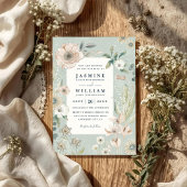 Invitation Mariage Rustique Bohème Fantaisiste Code QR Rose