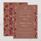 Invitation Mariage rustique boho chic aquarelle marron bordea (Devant / Derrière)