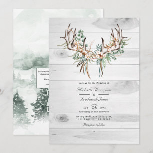 Invitation Mariage Rustique Boho Code QR Coton et Eucalyptus