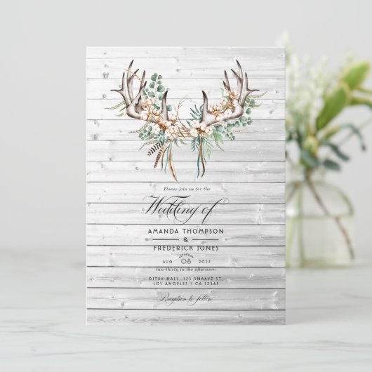 Invitation Mariage rustique Boho Cotton et Eucalyptus Boho (Debout devant)