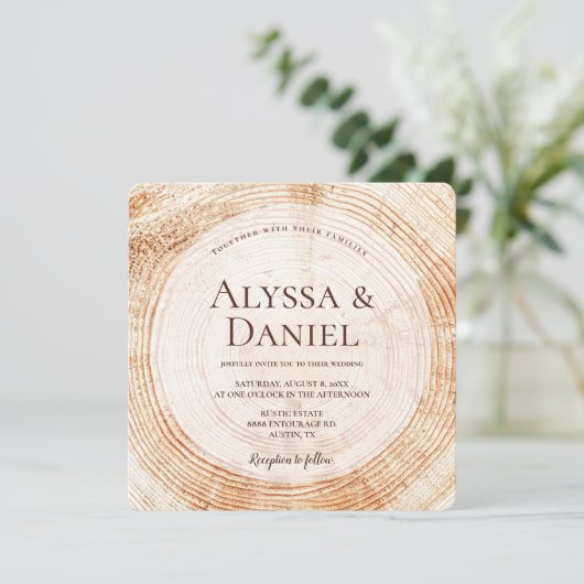 Invitation Mariage rustique Boho de montagne (Debout devant)