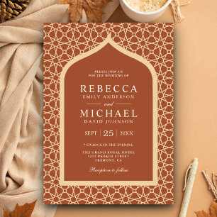 Invitation Mariage rustique boho en treillis d'argile terraco