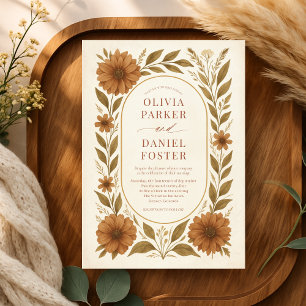 Invitation Mariage rustique boho floral automnal