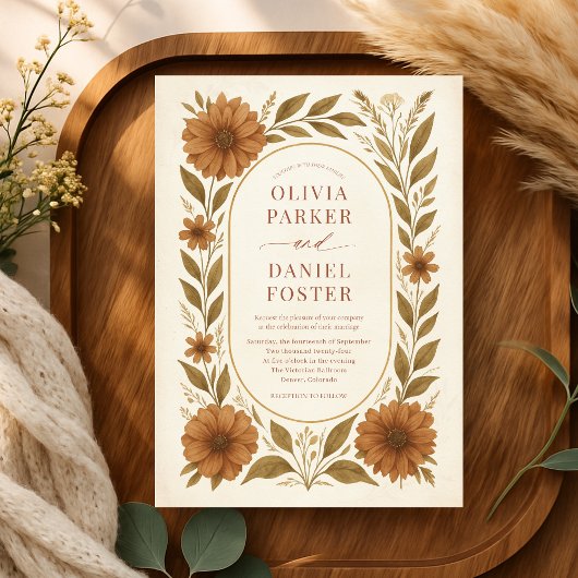 Invitation Mariage rustique boho floral automnal