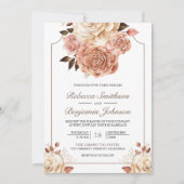 Invitation Mariage Rustique Boho Rose Gold Ivoire Code QR Flo (Devant)