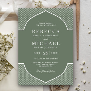 Invitation Mariage Rustique Boho Vert Sauge Ethnique Indien A