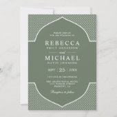 Invitation Mariage Rustique Boho Vert Sauge Ethnique Indien A (Devant)