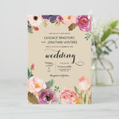 Invitation Mariage Rustique Boho Watercolor (Debout devant)