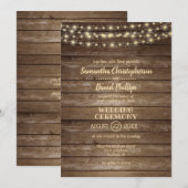 Invitation Mariage rustique Bois et Chaîne (Devant / Derrière)