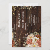 Invitation Mariage Rustique Bois Floral (Devant)