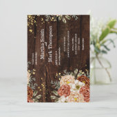 Invitation Mariage Rustique Bois Floral (Debout devant)