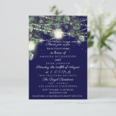 Invitation Mariage Rustique Bois Lumières Jar Doré Bleu Marin (Debout devant)