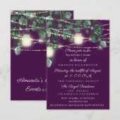 Invitation Mariage Rustique Bois Or Lumières en Plum Jars (Devant / Derrière)