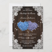 Invitation Mariage Rustique Bois pourpre et bleu Floral Coeur (Devant)