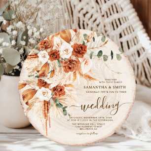 Invitation Mariage rustique Bois rond Grain coupé