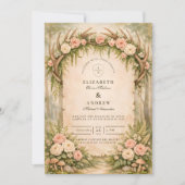 Invitation Mariage Rustique Botanique de Bois de Cerf (Devant)