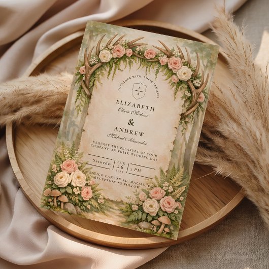 Invitation Mariage Rustique Botanique de Bois de Cerf