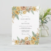 Invitation Mariage rustique botanique Ochre Rose (Debout devant)