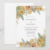Invitation Mariage rustique botanique Ochre Rose (Devant / Derrière)
