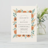 Invitation Mariage rustique botanique orange (Debout devant)