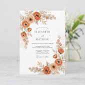 Invitation Mariage rustique botanique orange brûlé (Debout devant)