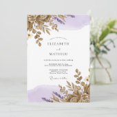 Invitation Mariage rustique bronze lavande (Debout devant)