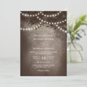 Invitation Mariage Rustique Brun Rêveur Code QR Budget (Debout devant)