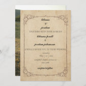 Invitation mariage rustique brun vintage (Devant / Derrière)