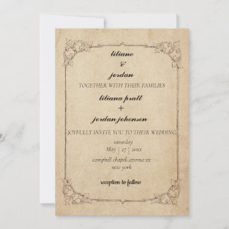 Invitation mariage rustique brun vintage