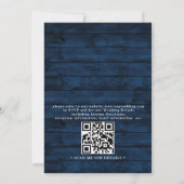 Invitation Mariage Rustique Budget Code QR Bleu Marine Bourgo (Dos)