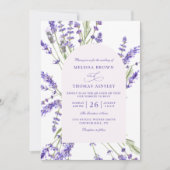 Invitation Mariage Rustique Budget Code QR Lavande Violette (Devant)