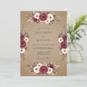 Invitation Mariage rustique burgundy dépeint (Debout devant)