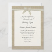 Invitation Mariage rustique Burlap et Bow (Devant)