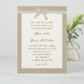 Invitation Mariage rustique Burlap et Bow (Debout devant)
