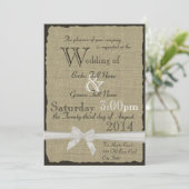 Invitation Mariage rustique Burlap et Bows (Debout devant)
