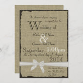 Invitation Mariage rustique Burlap et Bows (Devant / Derrière)