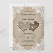 Invitation Mariage Rustique Burlap Lace (Devant)