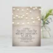 Invitation Mariage Rustique Burlap Lace et String Lights (Debout devant)