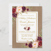 Invitation Mariage Rustique Burlap Mariage Bourgogne Inviter (Devant)