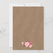 Invitation Mariage Rustique Burlap Rose Floral Mariage Invite (Dos)