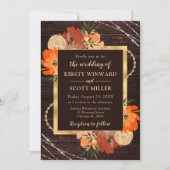 Invitation Mariage Rustique Burnt Orange Fall Flowers (Devant)