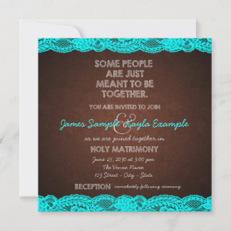 Invitation Mariage rustique campagne sarcelle bleue et marron