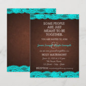 Invitation Mariage rustique campagne sarcelle bleue et marron (Devant / Derrière)