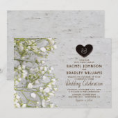 Invitation Mariage rustique champêtre avec bouleau et baby's (Devant / Derrière)